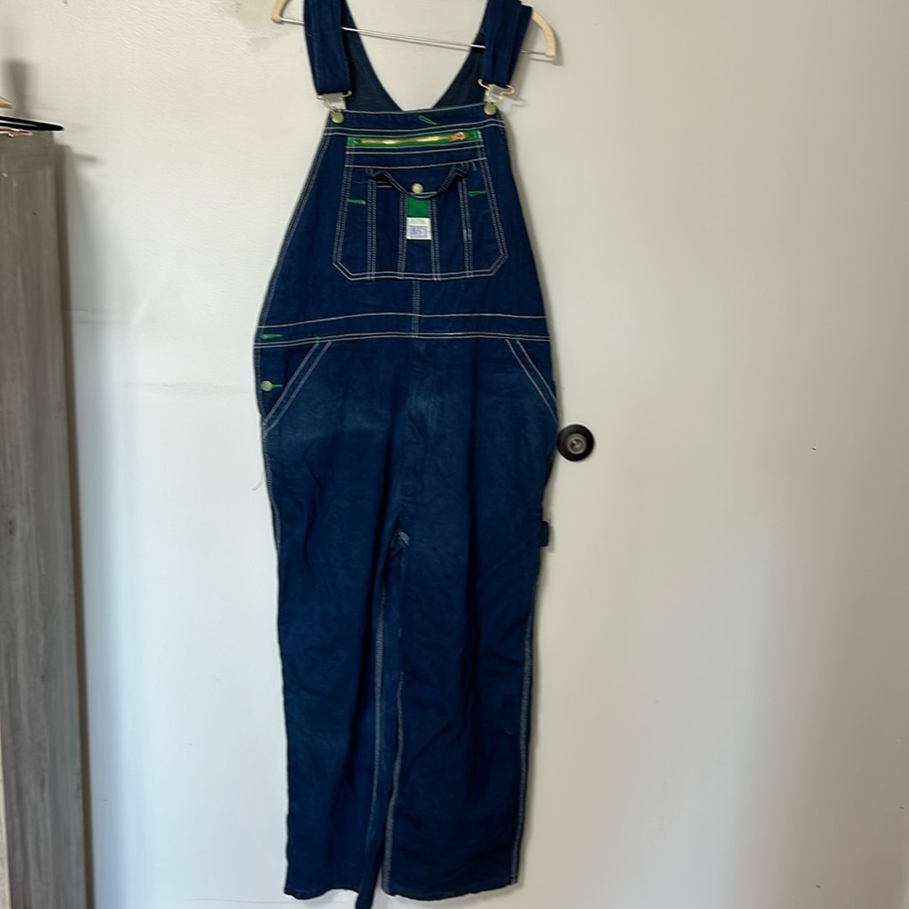 Liberty Men's 42 x 30 Denim Bib Overalls Blue Carpenter Jeans Medium Wash - Picture 2 of 7